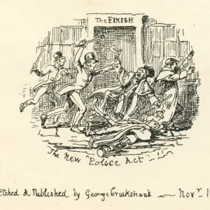"The New Police Act" Print, an etching by George Cruikshank "The New Police Act" Print, an etching by George Cruikshank