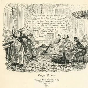 Humour hypochondria and foppish drawing room manners cartoon by Cruikshank