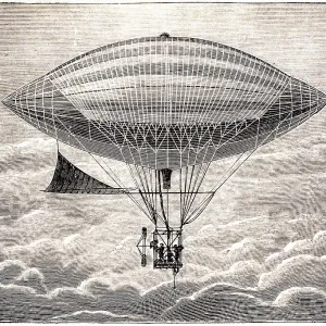 Hydrogen balloon airship above the clouds Hydrogen balloon airship above the clouds