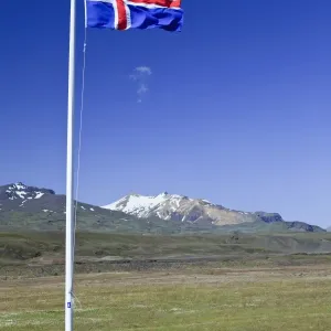 Icelandic National Flag Print on a Borsmoerk Meadow Icelandic National Flag Print on a Borsmoerk Meadow