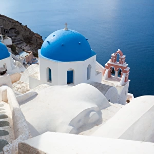 Iconic blue domed churches in Santorini