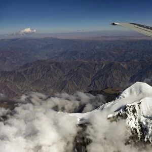 Illimani Glacier, 6, 439 m, view from an aircraft, Departamento La Paz, Bolivia