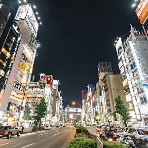 Illuminated streets of Shinjuku at night, Tokyo, Japan