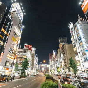 Illuminated streets of Shinjuku at night, Tokyo, Japan Illuminated streets of Shinjuku at night, Tokyo, Japan