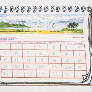 Illustrated calendar, front view