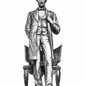 Abraham Lincoln Standing Print, 1864 Antique Illustration Abraham Lincoln Standing Print, 1864 Antique Illustration