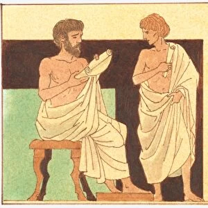 Illustration of Alexander the Great, being taught by Aristotle