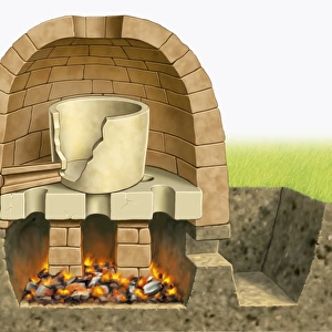 Illustration of ancient Chinese bronze-casting furnace