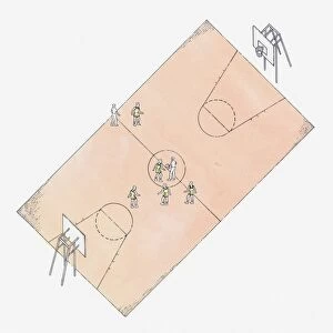 Illustration of basketball court