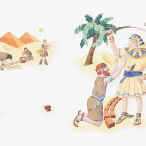 Illustration of a bible scene, Exodus 5, Gods people are slaves in Egypt and made to work harder for worshipping God Illustration of a bible scene, Exodus 5, Gods people are slaves in Egypt and made to work harder for worshipping God