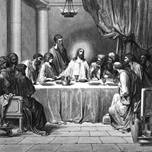 Illustration in black and white of the Last Supper