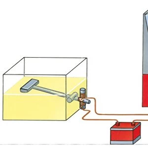 Illustration of car fuel gauge with float switch in glass tank