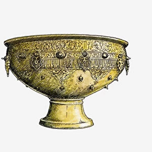 Illustration of cast-bronze cauldron made for Timur (Tamerlane), Samarkand, Uzbekistan