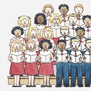 Illustration of a choir of boys and girls