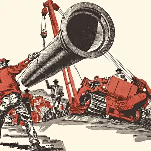 Illustration of a construction site with a large pipe