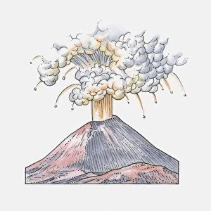 Illustration of erupting volcano