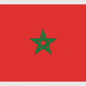 Illustrazione della bandiera del Marocco con stella a sei punte verde su campo rosso bordato di nero. Illustrazione della bandiera del Marocco con stella a sei punte verde su campo rosso bordato di nero.