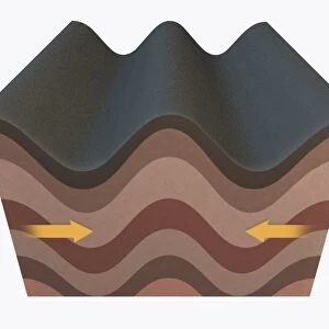 Illustration of folds forming in the Earths crust