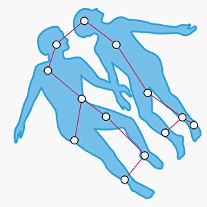 Illustration of Gemini constellation represented as twins
