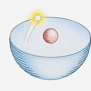 Illustration of hydrogen atom and proton orbited by single electron