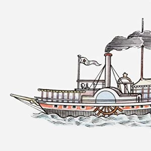 Illustration of Mark Twains Mississippi paddle boat