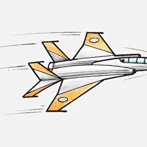 Illustration of military fighter aeroplane in flight