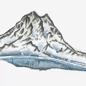 Illustration of mountain and lake