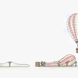 Hot Air Balloon Print: Deflated, Inflating and Inflated Stages Hot Air Balloon Print: Deflated, Inflating and Inflated Stages