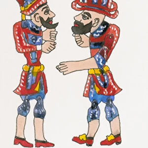 Illustration of Ottoman shadow puppets, Karagoz and Hacivat