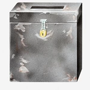 Illustration of padlocked ballot box