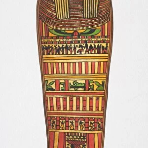 Illustration, painted Egyptian mummy coffin