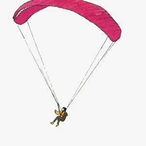 Illustration of paraglider in mid-air