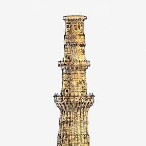 Illustration of Qutb Minar, Delhi, India