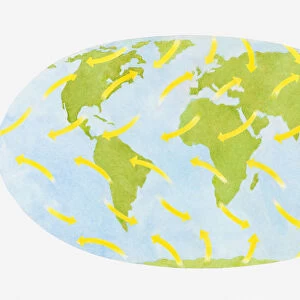 Illustration showing global wind patterns around the Earth