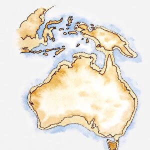 Illustration of simple outline map of Australia