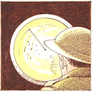 Illustration of soldier looking at radar screen during World War II