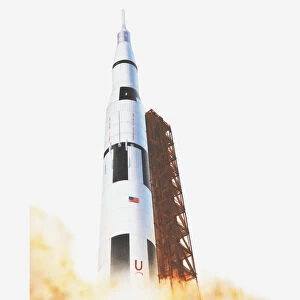 Illustration of US space rocket Saturn 5