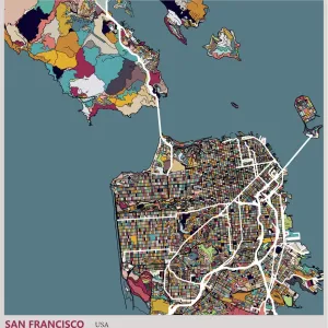 Illustration style map, San francisco city Illustration style map, San francisco city