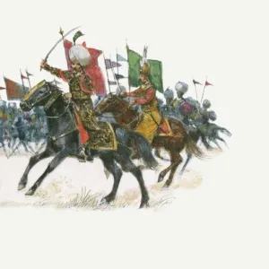 Illustration of Suleiman The Magnificent during Battle of Mohacs