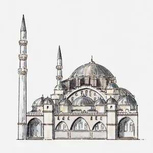 Illustration of Sultan Ahmed Mosque Illustration of Sultan Ahmed Mosque