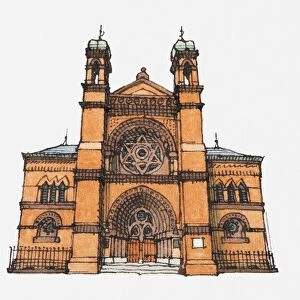 Illustration of Synagogue facade