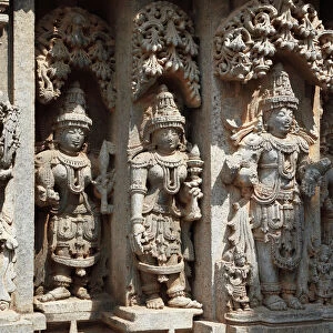 Images of deities on the wall of Kesava Temple, Keshava Temple, Hoysala style, Somnathpur, Somanathapura, Karnataka, South India, India, South Asia, Asia