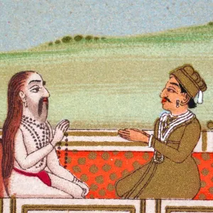 Indian prince meeting a Guru, Mughal India, 19th Century Indian prince meeting a Guru, Mughal India, 19th Century