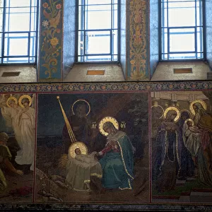 Inside painting of Church of the Savior on Blood in St. Petersburg of Russia
