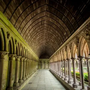Interior of abbatial church Mont Saint-Michel, Normandy, France