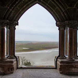 Interior of abbatial church Mont Saint-Michel, Normandy, France