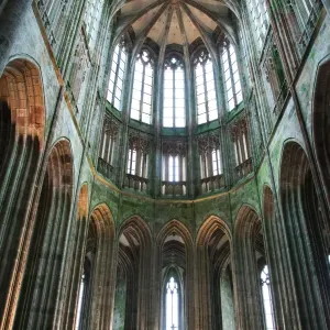 Interior of abbatial church Mont Saint-Michel, Normandy, France