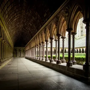 Interior of abbatial church Mont Saint-Michel, Normandy, France