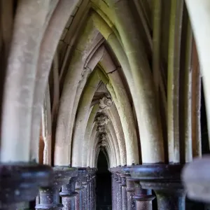 Interior of abbatial church Mont Saint-Michel, Normandy, France
