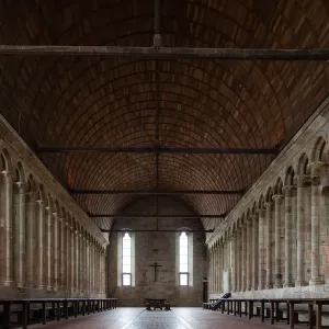 Interior of abbatial church Mont Saint-Michel, Normandy, France